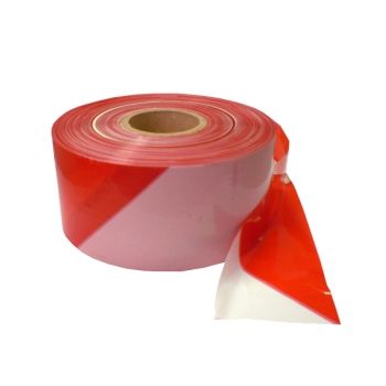 Warning tape - white / red - roll of 500 rm x 80 mm