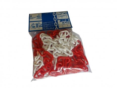 Chain 6mm - white / red - Set: 5mb + 2 connectors