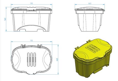 Salt or sand container 150 L green