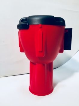 Red head for a bollard with a 10 m warning tape red/white