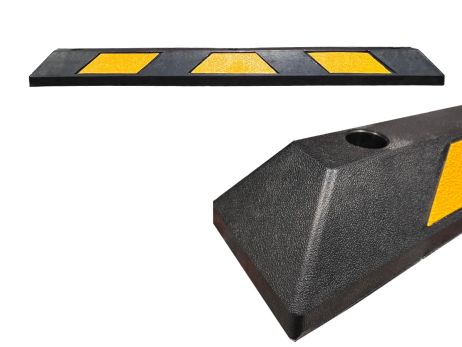 Rubber parking stopper 1200x145x100 PARKatVB Yellow tape