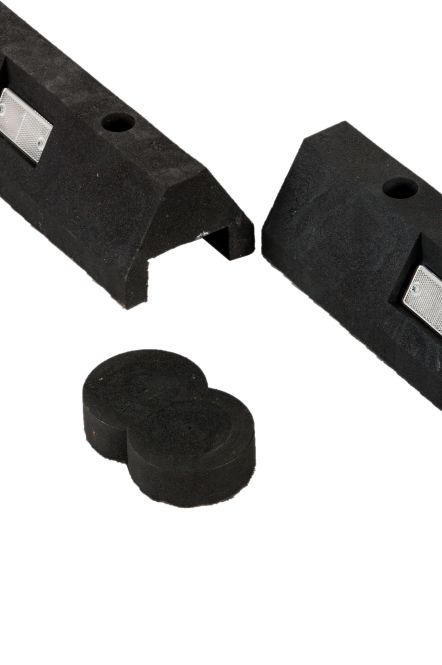 PVC parking limiter 1750x145x120mm black, reflective yellow