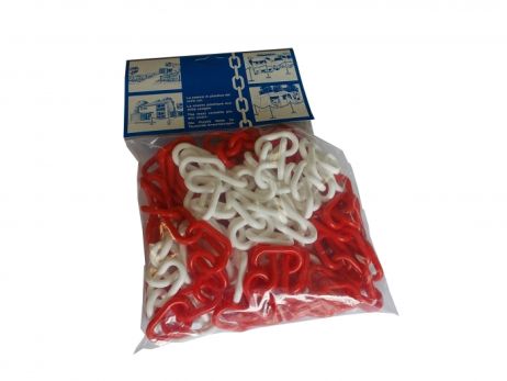 Chain 6mm - white / red - Set: 5mb + 2 connectors
