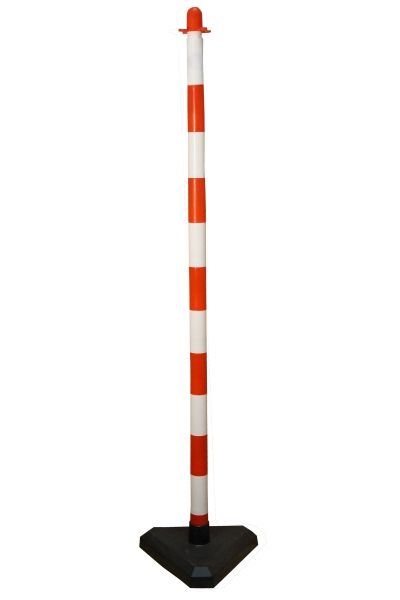 Chain post 130 cm - white / red - concrete base