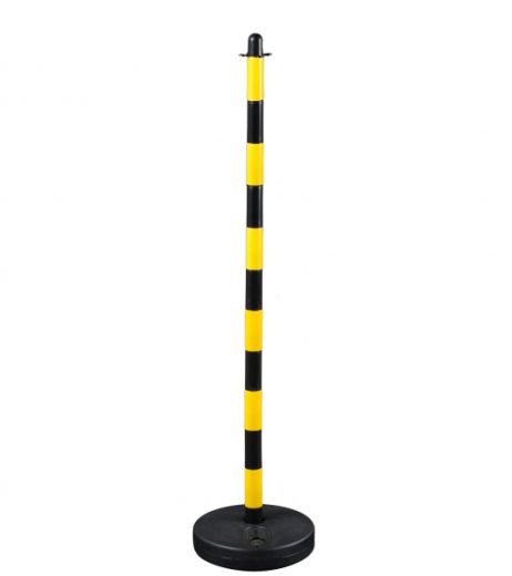 Chain pole 130 cm - yellow / black - plastic base