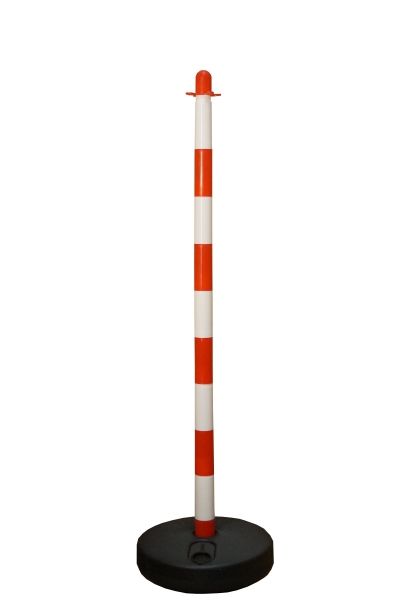 Chain post 110 cm - white / red - plastic base