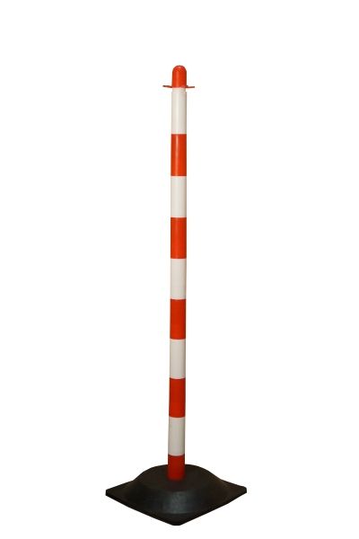 Chain post 110 cm - white / red - rubber base