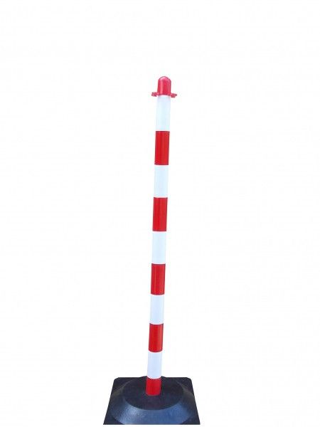 Chain post 130 cm - white / red - rubber base