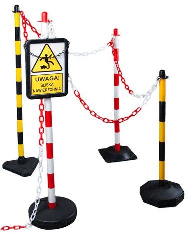 Chain post 130 cm - white / red - plastic base