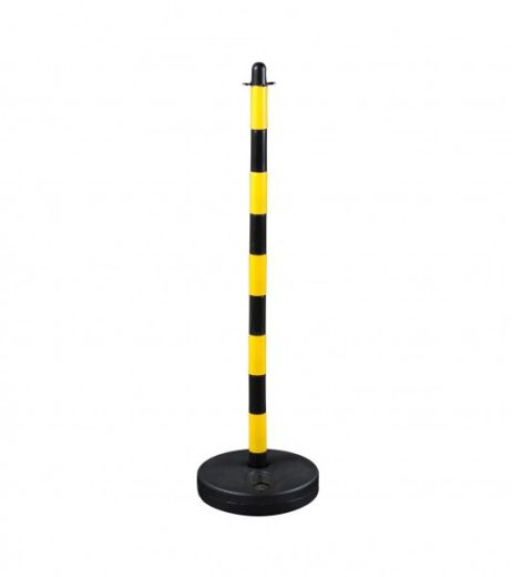 Chain post 110 cm - yellow / black - plastic base