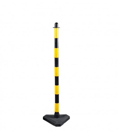 Chain post 130 cm - yellow / black - concrete base