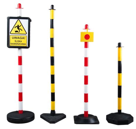 Chain post 90 cm - yellow / black - plastic base