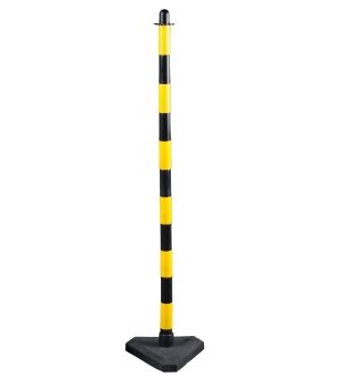 Chain post 130 cm - yellow / black - concrete base