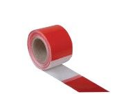 Warning tape - white / red - 100 rm x 80 mm roll