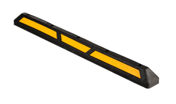 Rubber parking limiter 1800x145x100 mm black, reflective yellow