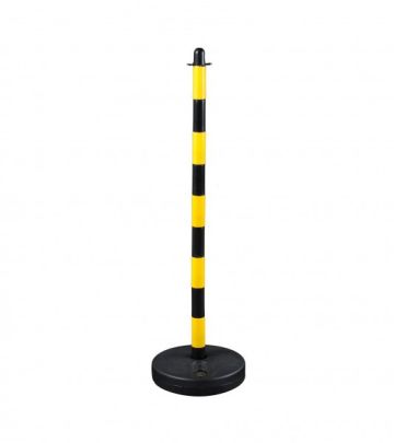 Chain post 110 cm - yellow / black - plastic base