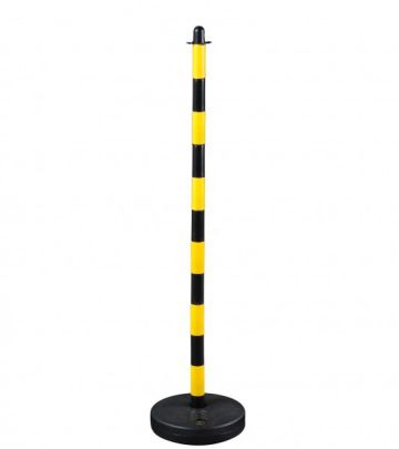 Chain pole 130 cm - yellow / black - plastic base