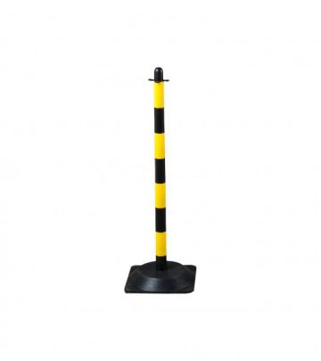 Chain post 90 cm - yellow / black - rubber base