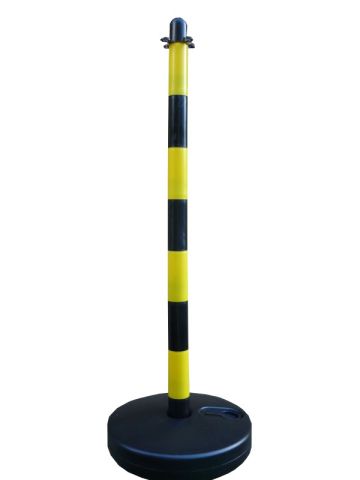 Chain post 90 cm - yellow / black - plastic base