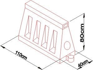 Road barrier U-14 / U-25 80 cm high - white