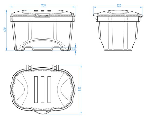 Container for salt or sand 250 L green