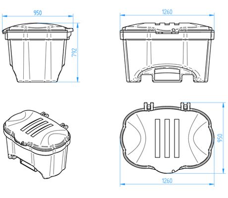 Container for salt or sand 400 L green