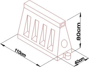 Road barrier U-14 / U-25 80 cm high - red