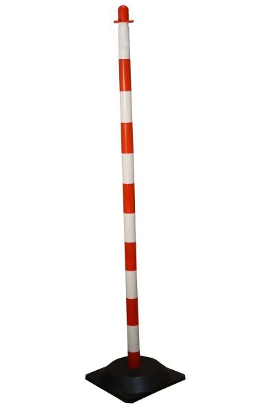 Chain post 130 cm - white / red - rubber base