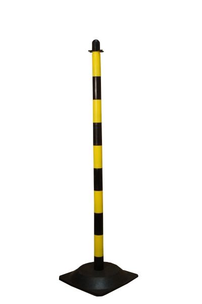 Chain post 110 cm - yellow / black - rubber base