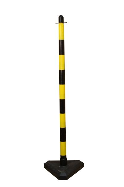 Chain post 110 cm - yellow / black - concrete base