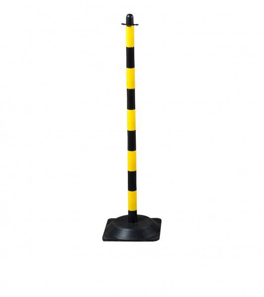 Chain post 110 cm - yellow / black - rubber base