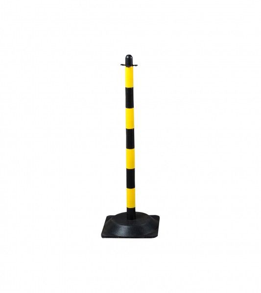 Chain post 90 cm - yellow / black - rubber base