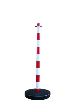 Chain post 110 cm - white / red - plastic base