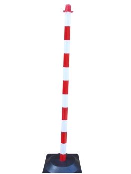 Chain post 130 cm - white / red - rubber base
