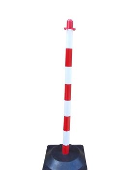Chain post 90 cm - white / red - rubber base