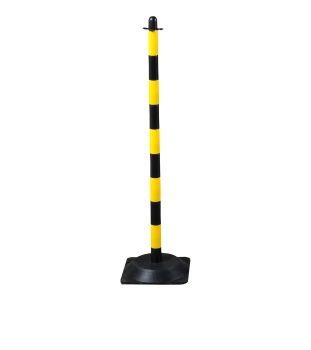 Chain post 110 cm - yellow / black - rubber base