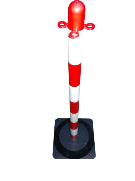 Słupek do łańcucha 90 cm - biało/czerwony - podstawa gumowa