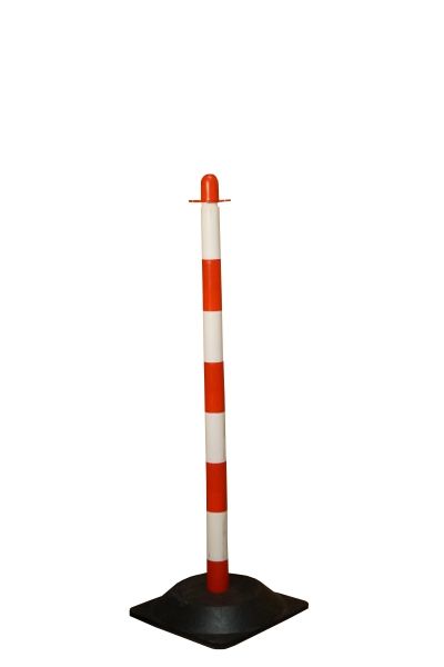 Słupek do łańcucha 90 cm - biało/czerwony - podstawa gumowa