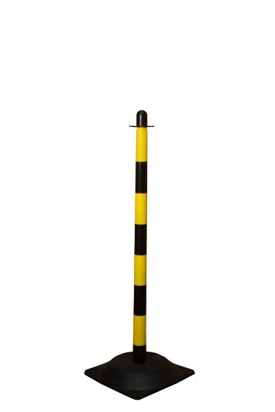 Słupek do łańcucha 90 cm - żółto/czarny - podstawa gumowa