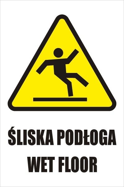 Tabliczka do potykacza - "Śliska podłoga" - "Wet floor"