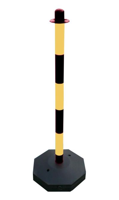 Słupek do łańcucha 90 cm - żółto/czarny - podstawa plastikowa octagon