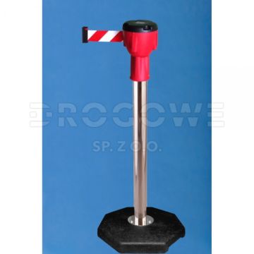 Słupek ze stali nierdzewnej z taśmą rozciąganą 10 m w głowicy