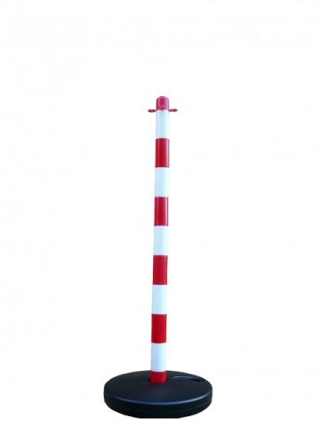 Słupek do łańcucha 110 cm - biało/czerwony - podstawa plastikowa