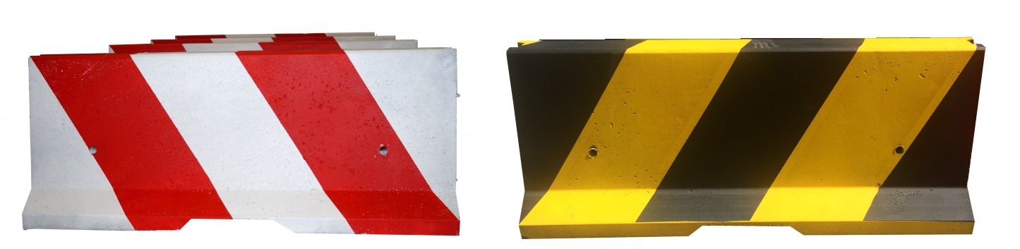 Bariera betonowa dwustronna - malowana żółto-czarna B35/45