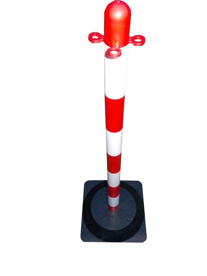 Słupek do łańcucha 110 cm - biało/czerwony - podstawa gumowa