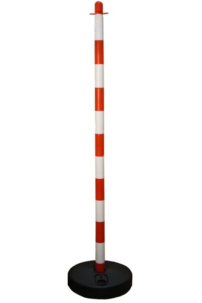 Słupek do łańcucha 130 cm - biało/czerwony - podstawa plastikowa