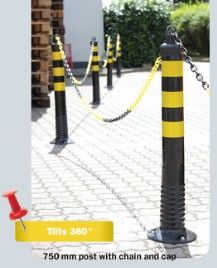 Słupek elastyczny 750 mm - żółty  taśma biała