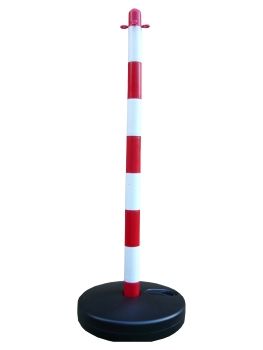 Słupek do łańcucha 90 cm - biało/czerwony - podstawa plastikowa